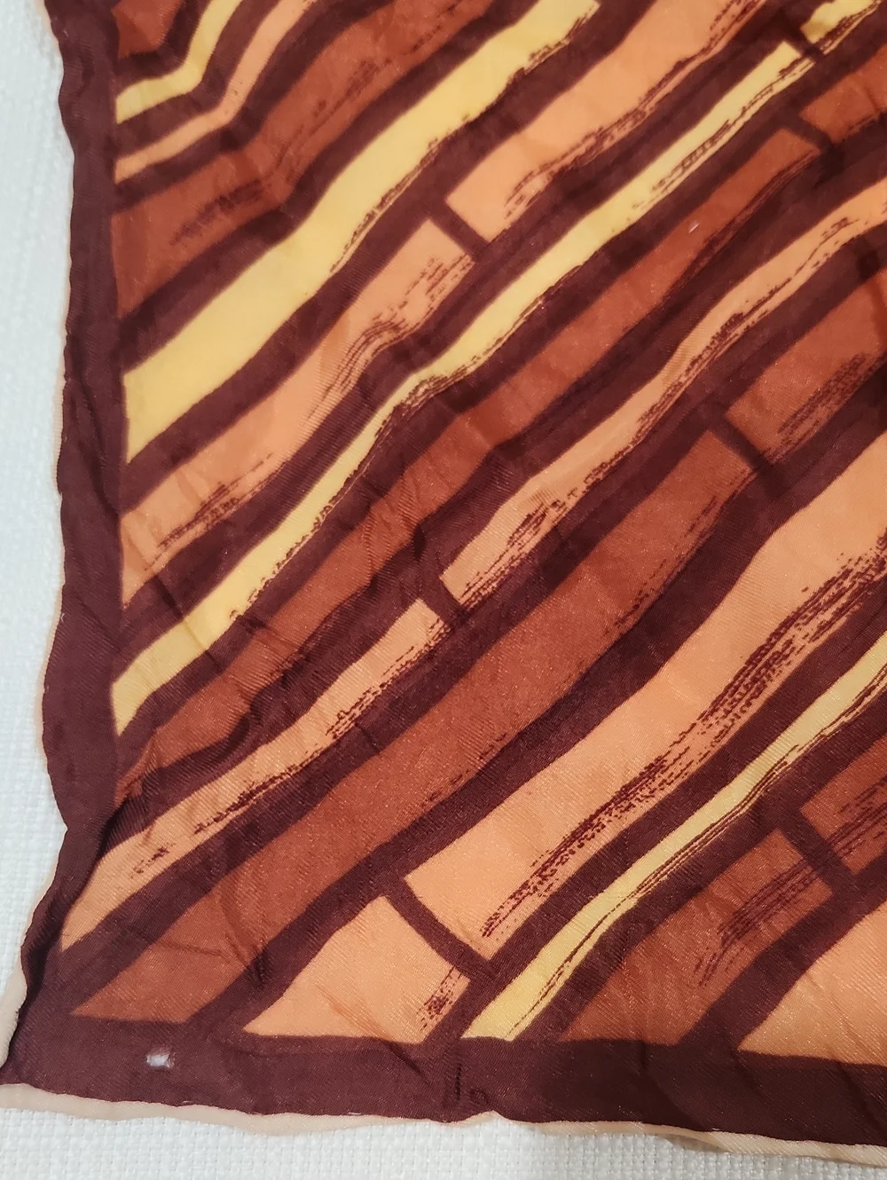 Striped Rust and Peach Square Scarf